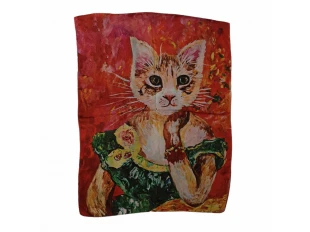 Двулицев копринен дамски шал - Cat la madame